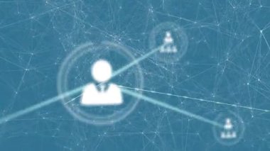 Animasyon başladığında iş simgesi grup simgelerine ağ büyümesini destekleyen satırlar gönderir. Dijital, bağlantı, işbirliği, teknoloji, şematik, geleceksel, iletişim