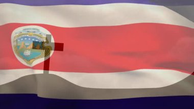 Hafif bir meltem esiyor ve Costa Rica bayrağının mavi arka planda dalgalanmasına neden oluyor. Vatanseverlik, sembolizm, kumaş, hareket, kutlama, zarafet, gösteri