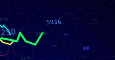 Giren ve takip eden çizgiler, görünen parmaklıklar, yükselen grafikler ve eğilimleri gösteren seviyeler. Veri görselleştirme, finansal analizler, dijital panel, borsa, yatırım, eğilim analizi, ekonomik tahmin