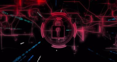 Çemberin görünmesi neon kilidi başlatıyor. Nabız çizgileri takip ediyor ve veri akışları güvenliği yayıyor. Siber güvenlik, dijital, fütüristik, teknoloji, soyut, ağ, güvenlik