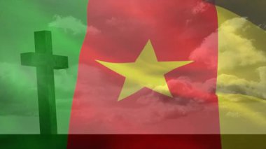 Sağ kenardan başlayan ve Kamerun bayrağı boyunca ilerleyen hafif dalgalanmalar görselleştiren rüzgarı örtüyor. Sembol, vatanseverlik, dinginlik, hareket, manzara, maneviyat, minimalist