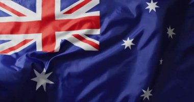 Avustralya bayrağının animasyonu. Ulusal bayraklar, vatanseverlik ve dijital arayüz konsepti dijital olarak oluşturulmuş video.