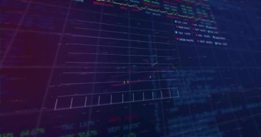 Şebeke, şamdanda kayboluyor, ok oluşturuyor, çizgiler çiziyor, piyasa verilerini göstererek daireler çiziyor. Teknoloji, analitik, finans, fütüristik, veri, görselleştirme, gösterge paneli