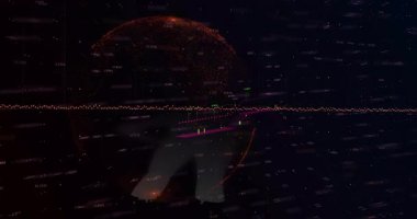 Turuncu dalga formu açılışı, pembe çizgi halinde ortaya çıkan dünya canlı verileri görselleştiriyor. Veri, analitik, teknoloji, görselleştirme, dijital, finans, gelecekçilik