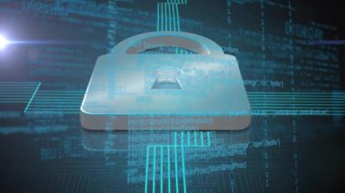 Parlayan şebeke devreleri yükselen kodları 3D asma kilide dönüştürüyor, veri güvenliğini titretiyor ve sağlamlaştırıyor. Siber güvenlik, dijital, şifreleme, teknoloji, koruma, yenilik, modern