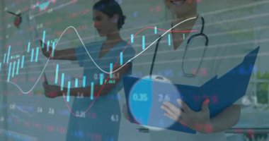 Tıbbi ekip test tüplerini inceliyor. Dosyaları inceliyor. Finansal tabloların nabzı düşüyor. Klinik, sağlık, analiz, işbirliği, yenilik, teknoloji, teşhis