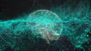 Cyan veri bandı kablolu beyin akışını başlatıyor, sinirsel verileri görselleştiren bir ağ oluşturuyor. Dijital, geleceksel, soyut, teknoloji, yenilik, bilim, sinirsel