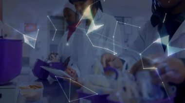 Bilim adamları kapağı kaldırıyor ve veri aktifleştirici ağı ve küresel bağlantılar için dönen dünyayı kaydediyor. Araştırma, yenilik, dijital, bağlantı, işbirliği, teknoloji, kesinlik