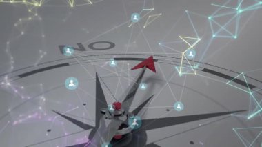 Animasyon başlatılıyor ve sonra simgeleri döndüren işaretçi EVET 'e doğru dönüyor. Futuristik, dijital, bağlantı, veri, ağ, yenilik, teknoloji