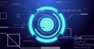 Başlangıçta 3D HUD dairesel arayüz dönen halkalar ve sistem durumunu görselleştirmek için yenilenen kod. Teknoloji, arayüz, animasyon, dijital, fütüristik, görselleştirme, veri