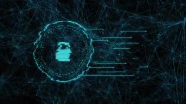 Ağ ızgarası titreşiyor ve sonra kilit simgesi halesi bozuluyor, güvenli veri akışını yeniden şekillendiriyor. Gelecek, teknoloji, siber güvenlik, dijital, soyut, yenilik, veri