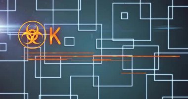 Biyolojik tehlike taraması zayıflıyor EMERGENCY dönüşümlü altyazı IMMEDIate Action 'a dönüştürülüyor. Gelecekçi, siber güvenlik, uyarı, alarm, teknoloji, dijital arayüz