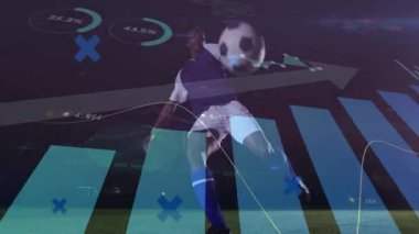 Futbolcu veri tablolarını hazırlıyor sonra da iş istatistiklerini gösteren voleyi vuruyor. Atletik, fütüristik, dinamik, teknoloji, strateji, yenilik, performans