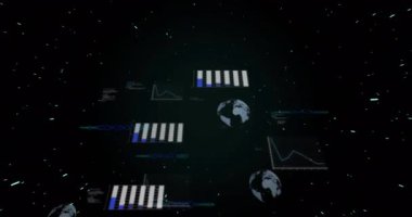 Soluk HUD dikdörtgen görünümü, HUD canlandırma çubuk grafikleri doldurma ve küreyi titreştirme görselleştirme verileri. Gelecek, teknoloji, veri görselleştirme, dijital, analitik, boşluk