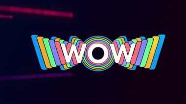 Çalınan katmanlı WOW logosu parlayan neon çizgileri dijital temanın arkasında zikzak çiziyor. Neon, soyut, dijital, geleceksel, arıza, siber, teknoloji