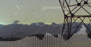 Alacakaranlık Vadisi Kulesi 'nin merkezini açıyorum. Dalga biçimi süpürme ve parmaklıklar eşleştirme gücü akışı olarak. Enerji, teknoloji, endüstri, veri görselleştirme, fütürizm, minimalizm, dinginlik