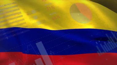 Kolombiya bayrağını yakalayan hafif bir esinti, üç boyutlu veri tanıtımı için çizgileri dalgalandıran çizgiler. Vatanseverlik, finans, analitik, dijital, hareket, teknoloji, yenilik