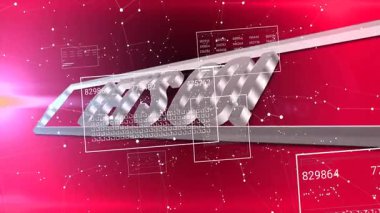 Başlangıçta metalik hadi gidelim! Sayısal ağı gösteren sürgülü veri panelleri ile metin döndürme. Futuristik, teknoloji, arayüz, veri görselleştirme, animasyon, dijital sanat, yüksek teknoloji