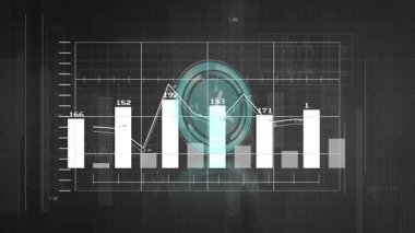 Çubukların ortaya çıkmasında, verileri güncellemesinde, grafiği yeniden şekillendirmede, dalga şeklini vurgulamada saat simgesi soluyor. Analizler, gösterge paneli, görselleştirme, hareket, dijital, teknoloji, arayüz