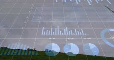 Izgara örtüldüğünde, slayt sırasında canlı olarak güncellenen grafikler türbin dönüşünü açığa çıkarıyor. Analizler, veri görselleştirme, dijital arayüz, çevresel izleme, yenilenebilir enerji, endüstriyel teknoloji, ekolojik