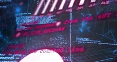 Izgaradan yayın kodu, ay çubukları oluşturma, turta grafiğini döndürme veri paneli oluşturma. Futuristik, dijital, teknoloji, analitik, görselleştirme, soyut, neon