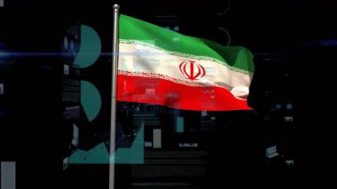 Bayrak direğinin bayrak direği bayrağının dalgalanmasına, çizelgelerin solmasına ve alevlerin titremesine neden olan simülasyon esintisi. Teknoloji, veri görselleştirme, hareket grafikleri, dijital sanat, fütüristik, yenilik, soyut