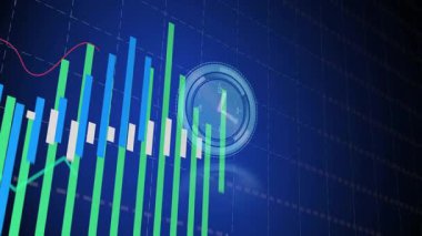 Sol kenar çubuk girişi çubukların yükselmesine, saatin solmasına, dönmesine veri eğilimlerini gösteren çizgilerin titremesine neden oluyor. Analizler, gösterge paneli, yenilik, dijital, fütüristik, hareket, teknoloji