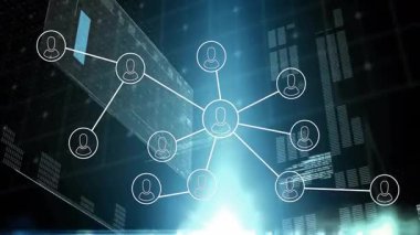 Çember ağ oluşturma, genişletme, simge dönüşümü, panel kaydırma, grafik çubukları yükselen nabız. Teknoloji, veri görselleştirme, siber alan, dijital arayüz, gelecekçilik, bağlantı, yenilik