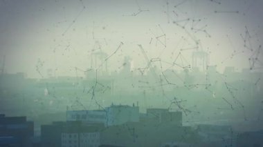 Sisten parlayan düğümler titreşim şebekesine bağlanıyor ve veri döngüsünü görselleştirmek için çözülüyor. Fütürist, soyut, dijital, teknoloji, ağ, endüstriyel, aydınlatma