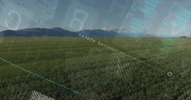 Çayırlar üzerinde görünen şeffaf harita büyüyen, bağlayan ve görselleştiren deniz mavisi çubuklarını tetikliyor. Coğrafya, veri görselleştirme, bilgi, dijital, çağdaş, analitik, modern