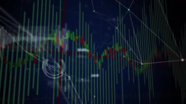 Arayüz açılıyor, şamdan şeması çizelgesi çizgileri zirve noktalarını belirliyor ve eğilimleri vurguluyor. Finans, veri görselleştirme, dijital arayüz, analitik, teknoloji, soyut, fütürist