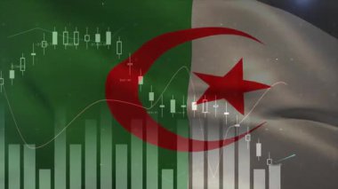 Bayrak sallamak, pazar eğilimlerini görselleştirmek için dalgalanan grafikleri ve hareket eğilimini tetikliyor. Vatanseverlik, finans, veri görselleştirme, dijital sanat, pazar analizi, hareket grafikleri, ulusal sembol