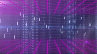 Pembe şebeke ve beyaz şamdan çizelgesinde ortaya çıkan mercek alevlerinde merkezi görselleştirme verilerine doğru hareket ediyorlar. Fütürist, dijital, soyut, teknoloji, analitik, veri, yenilik