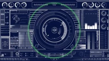 Yeşil tarama ışını, canlı konsol verilerini izlerken merkezi göstergeye güç veriyor ve senkronize ediyor. Futuristik, arayüz, dijital, analitik, veri, görselleştirme, teknoloji