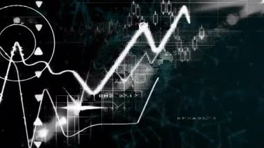 Ağ ızgarası soldan beyaz çizgi canlandırması başlatıyor, veri eğilimlerini görselleştirmek için en yüksek seviyeleri işaretliyor. Veri, analitik, görselleştirme, finans, teknoloji, arayüz, dijital
