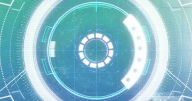 Şekiller üzerinde tarama yapan bir kamera görüntüsü. küresel iş ve dijital arayüz kavramı dijital olarak oluşturulmuş görüntü.