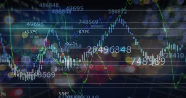 İş adamının mali veri işleme görüntüsü. Dijital arayüz ve dijital arayüz konsepti dijital olarak oluşturulmuş görüntüler.