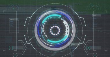 Engelli Afro-Amerikan erkek koşucunun veri işleme görüntüsü. Küresel spor ve dijital arayüz kavramı dijital olarak oluşturulmuş görüntü.