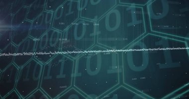 Karanlık arka planda finansal veri işleme resmi. Küresel iş, finans, veri işleme ve dijital arayüz kavramı dijital olarak oluşturuldu.