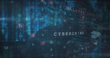 Ekranlar ve ızgara arkaplan üzerinde dijital veri işleme resmi. Küresel finans ekonomisi iş dünyası ve dijital arayüz kavramı dijital olarak oluşturulmuş görüntü.