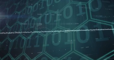 Karanlık arka planda finansal veri işleme resmi. Küresel iş, finans, veri işleme ve dijital arayüz kavramı dijital olarak oluşturuldu.