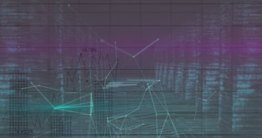 Yeşil arkaplandaki bağlantı ve veri işleme ağının resmi. Finans, veri işleme ve internet güvenliği konsepti dijital olarak oluşturulmuş görüntü.