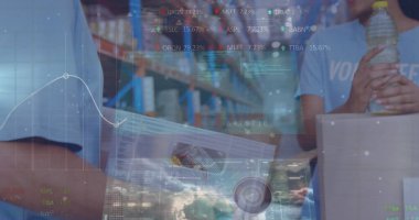 Dünya ve borsada finansal veri işleme görüntüsü. Küresel gönderim ve bağlantılar konsepti dijital olarak oluşturuldu.