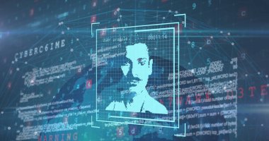 Donanma arkaplanındaki kullanıcı fotoğrafı ve veri işleme görüntüsü. Veri işleme, sosyal medya ve teknoloji konsepti dijital olarak oluşturuldu.