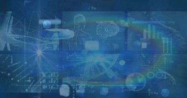 Mavi dijital ekranda biyolojik veri işleme resmi. Veri işleme, bilim, bilgisayar ve teknoloji konsepti dijital olarak oluşturulmuş görüntü.