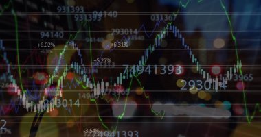 Işık noktaları üzerinden veri işleme görüntüsü. Küresel iş ve dijital arayüz kavramı dijital olarak oluşturulmuş görüntü.