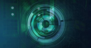 Sunucu odasındaki tarama ve veri işleme görüntüsü. küresel iş ve dijital arayüz kavramı dijital olarak oluşturulmuş görüntü.