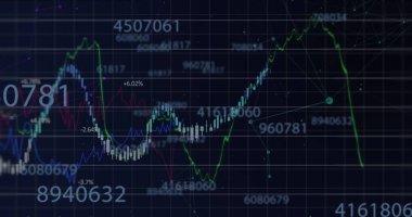 Karanlık arka planda dijital veri işleme resmi. küresel internet güvenliği, veri işleme, bağlantılar ve dijital arayüz konsepti dijital olarak oluşturuldu.