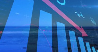 Çizgi çizelgesinde kaybolma, çizgi süpürme ve aşağı doğru ok kaydırma, veri düşüşünü gösteriyor. Analizler, veri görselleştirme, finansal, dijital arayüz, iş büyümesi, asgari, profesyonel