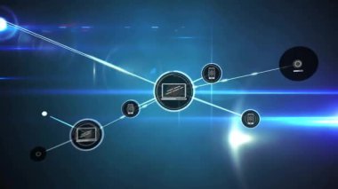 Bilgisayar düğümüne bağlanan gelen ışın etkinleştirici aygıt düğümleri çoğalıyor ve ağ oluşturuyor. Gelecek, bağlantı, teknoloji, dijital, ağ, soyut, siber güvenlik